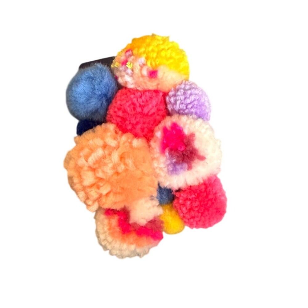 Anthropologie Pom Pom Card Holder Multicolor Boho Fabric Wallet Card Case